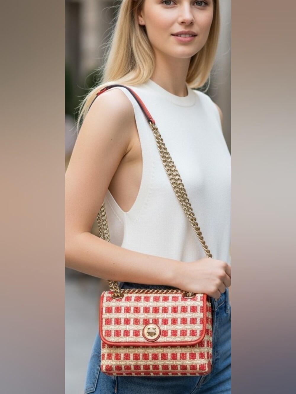 NEW Kate Spade ♠️ New York Orange natalia straw small flap crossbody bag multi - Picture 1 of 7